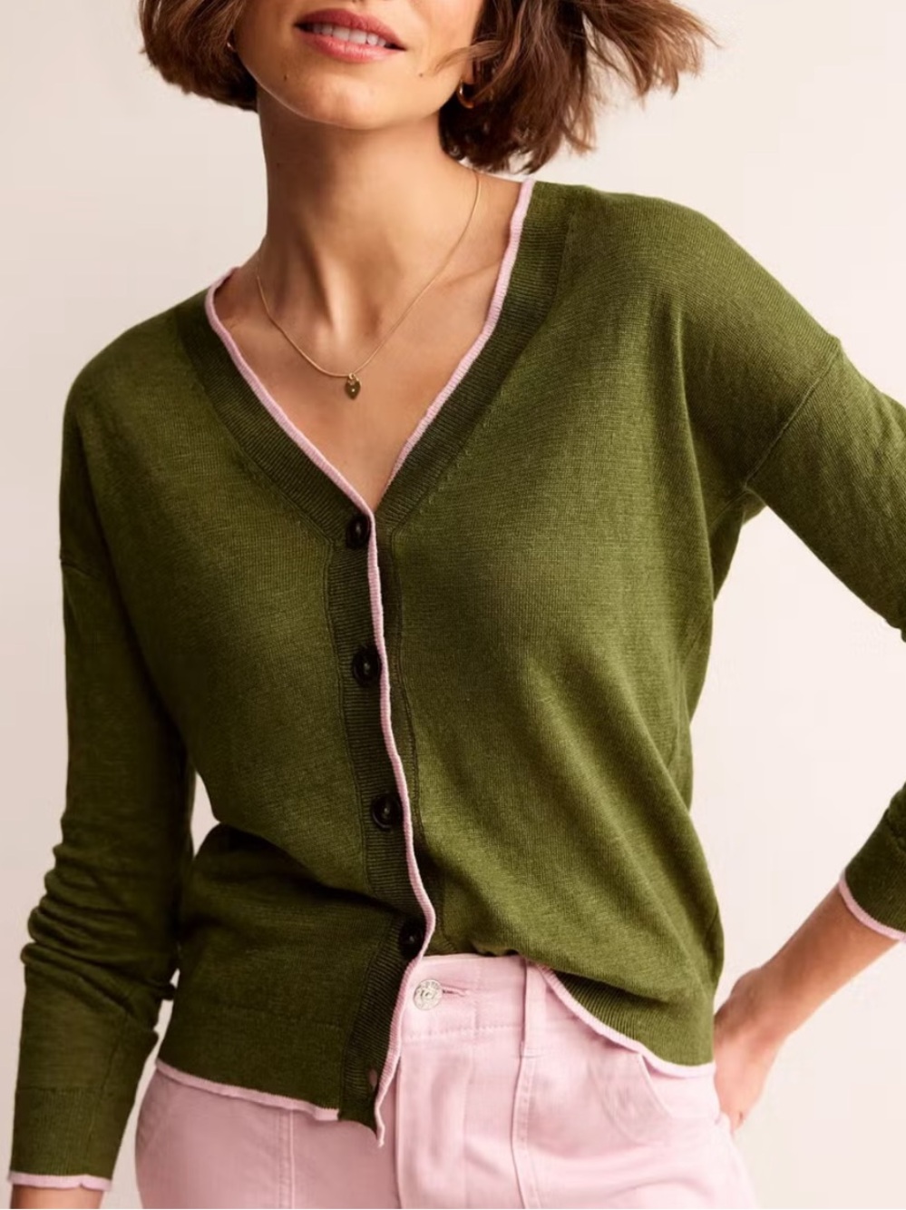 NWT Boden Maggie V-Neck Linen Cardigan Size Medium